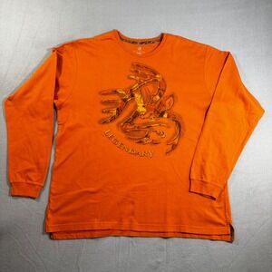 Legendary Whitetails Mens 2XL Hunter Orange Long Sleeve Deer Graphic T-Shirt